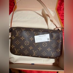 Louis Vuitton Monogram Pochette Accessoires M40712 Canvas Brown Authentic